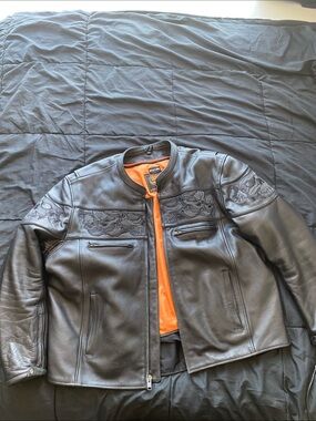 Milwaukee Leather MLM1501 Men's Reflective Skulls Leather Jacket 4xl